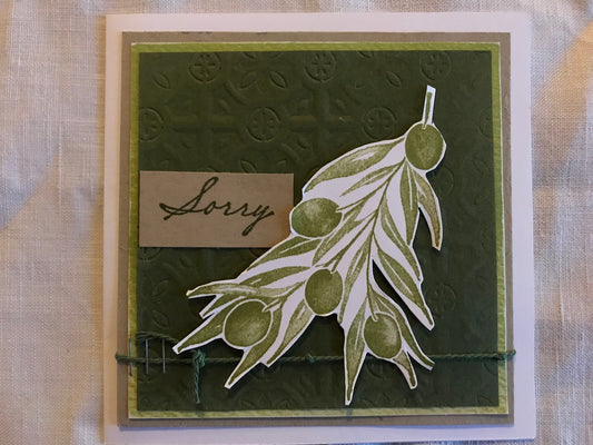 Sympathy | Sorry | Thinking of You | Handmade Greeting Card | Olives | Card