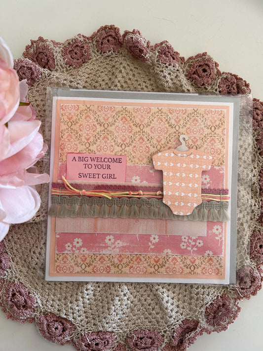 Baby Girl  | Newborn Baby  | Girl | Greeting Card | Card | Handmade | Cute Card