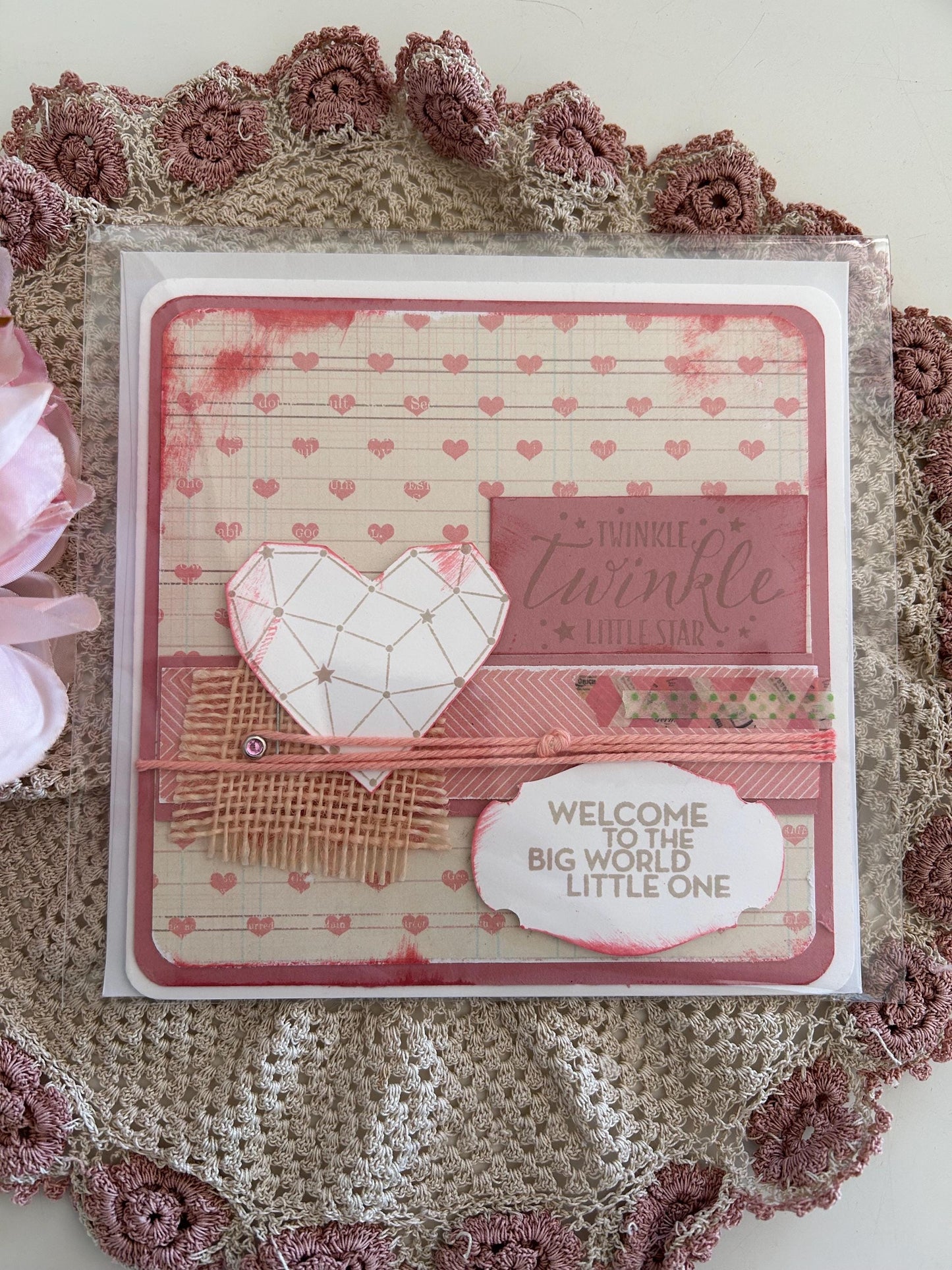 Baby Girl  | Newborn Baby  | Girl | Greeting Card | Card | Handmade | Cute Card | Twinkle Twinkle Little Star | Welcome Little One