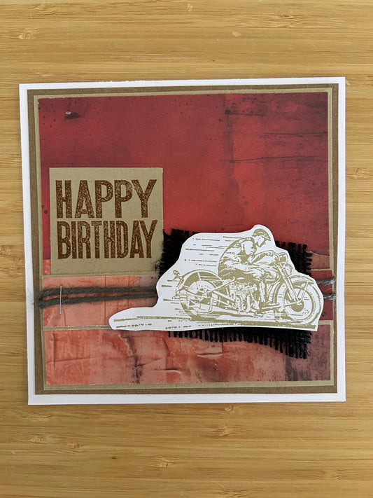Happy Birthday | Vintage Motorcycle  | Handmade Greeting Card | Celebrate