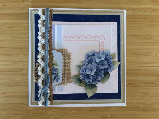 Handmade | Greeting Card | Just Because | Floral | Birthday | Celebration | Thank You | Friendship | Hydrangea | Blue