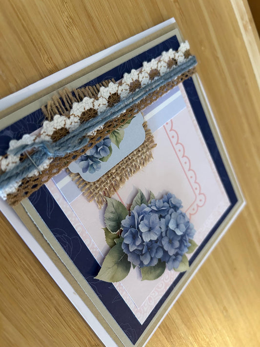 Handmade | Greeting Card | Just Because | Floral | Birthday | Celebration | Thank You | Friendship | Hydrangea | Blue