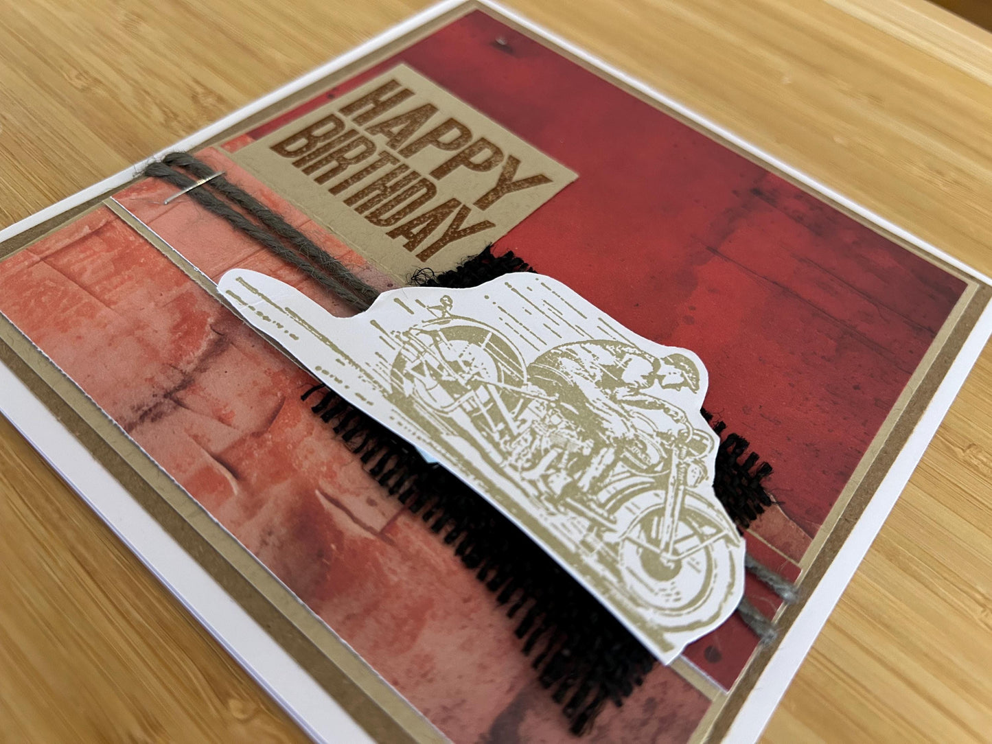 Happy Birthday | Vintage Motorcycle  | Handmade Greeting Card | Celebrate